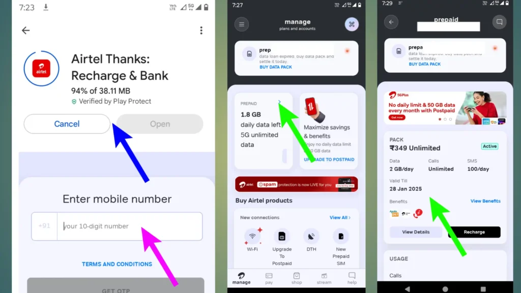 Airtel Recharge check Kare